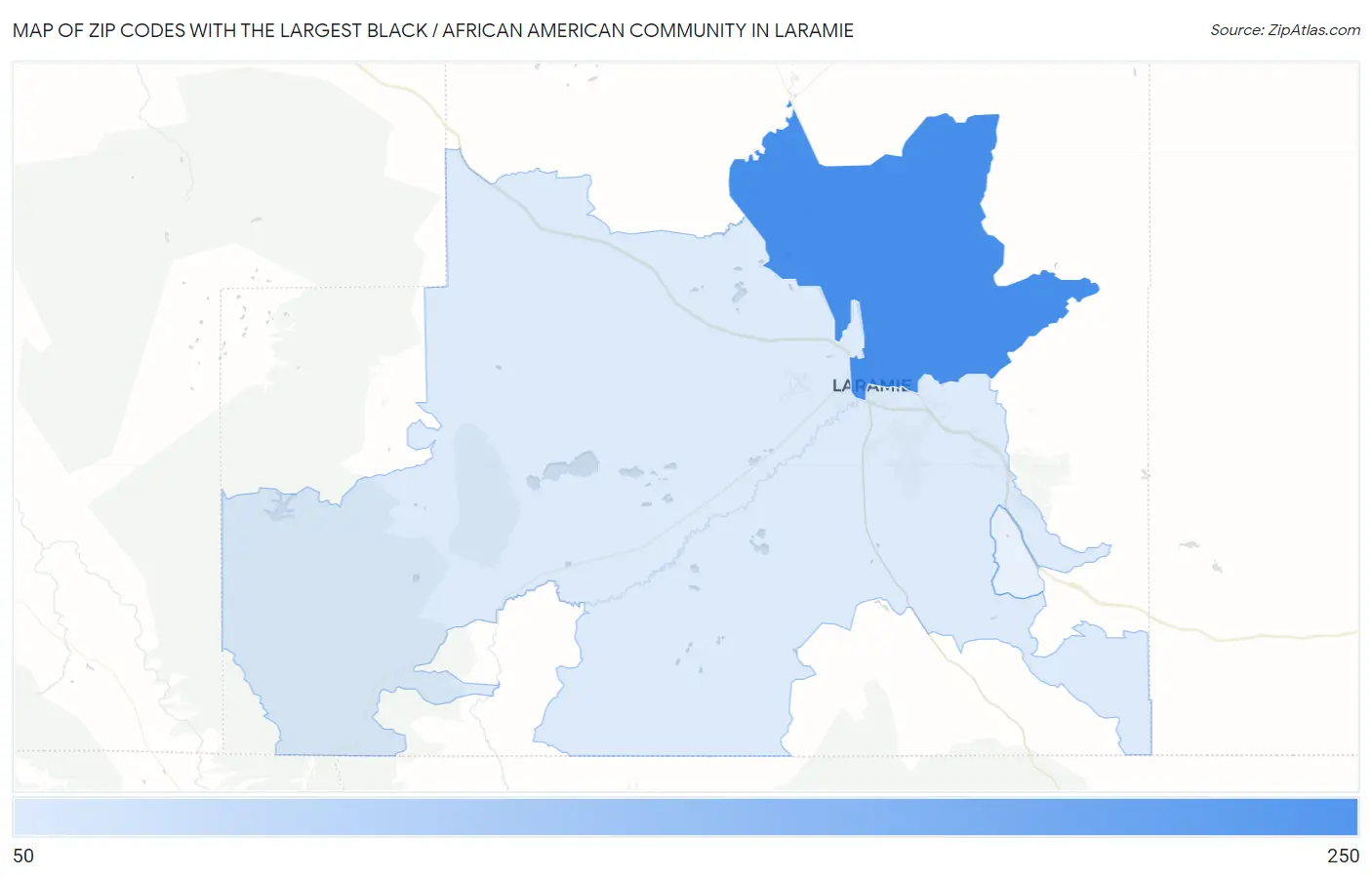 Zip Codes with the Largest Black / African American Community in Laramie Map
