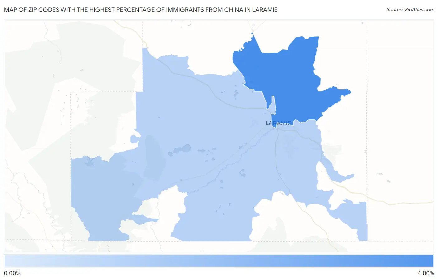 Zip Codes with the Highest Percentage of Immigrants from China in Laramie Map