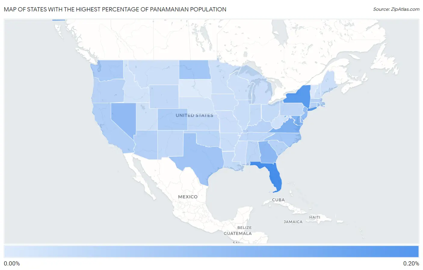 States with the Highest Percentage of Panamanian Population in the United States Map