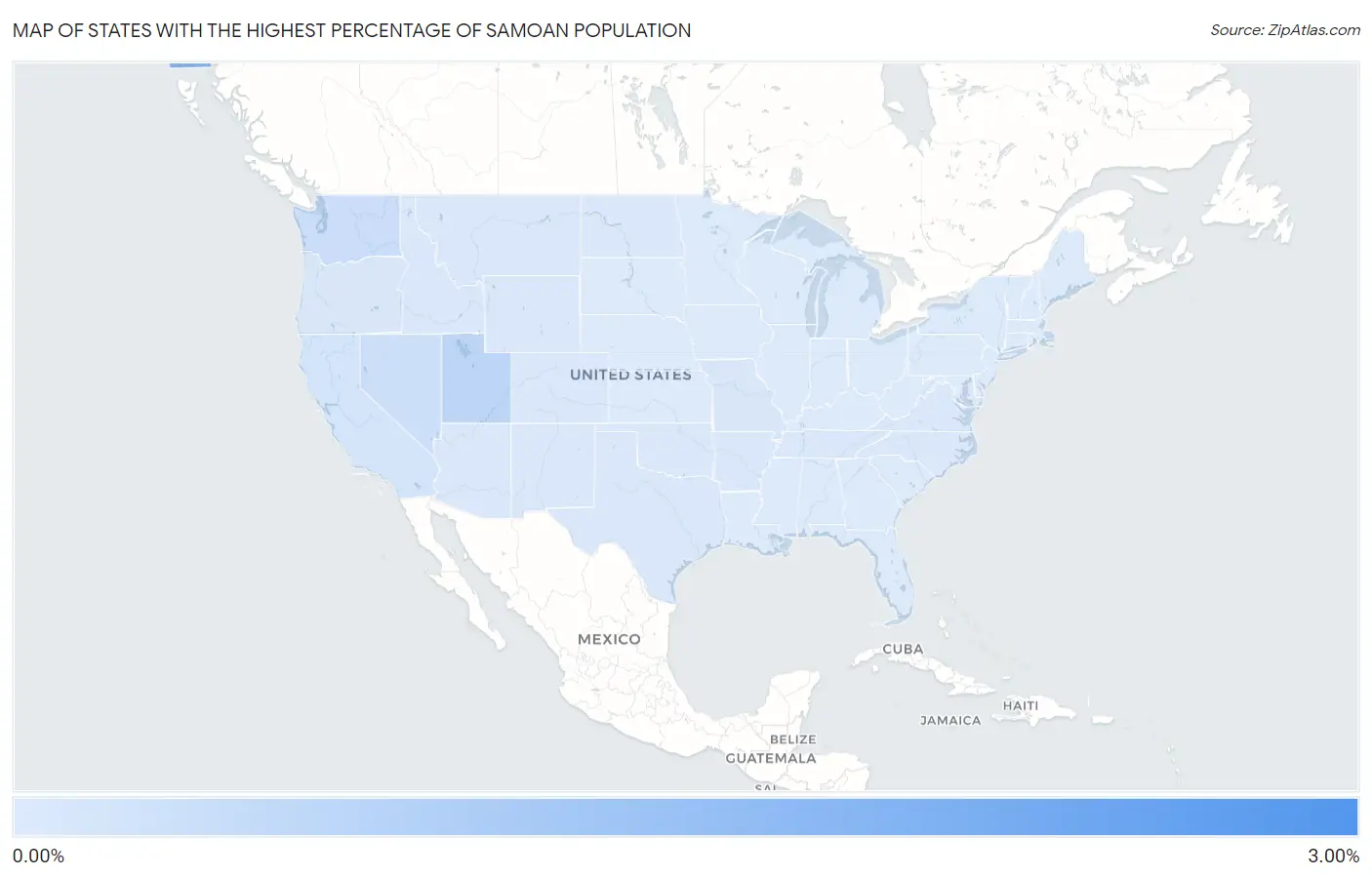 States with the Highest Percentage of Samoan Population in the United States Map