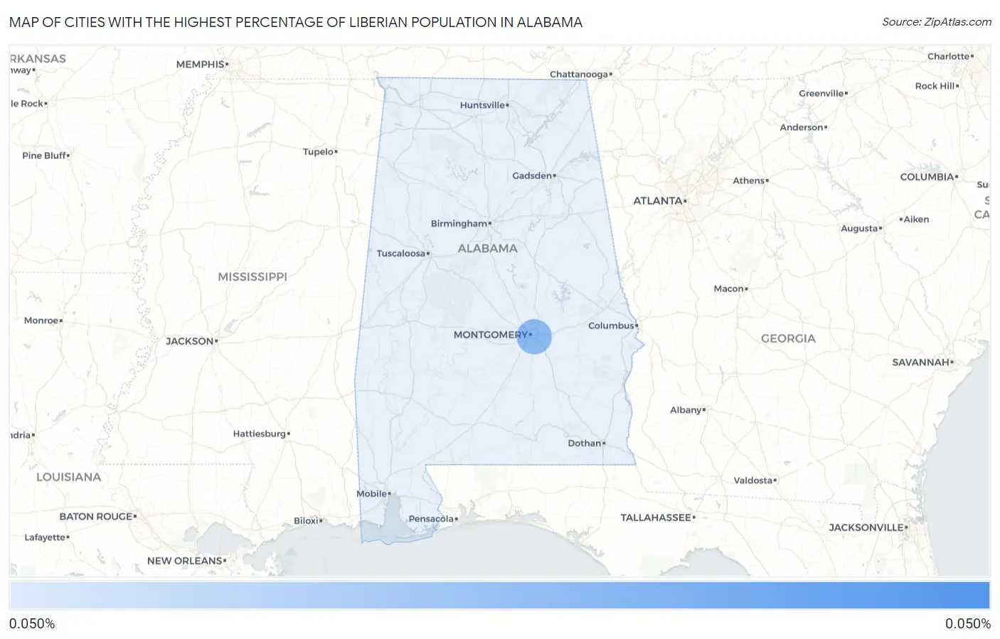 Cities with the Highest Percentage of Liberian Population in Alabama Map
