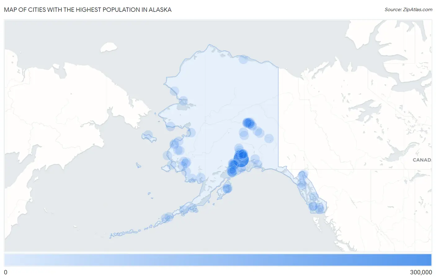 Cities with the Highest Population in Alaska Map
