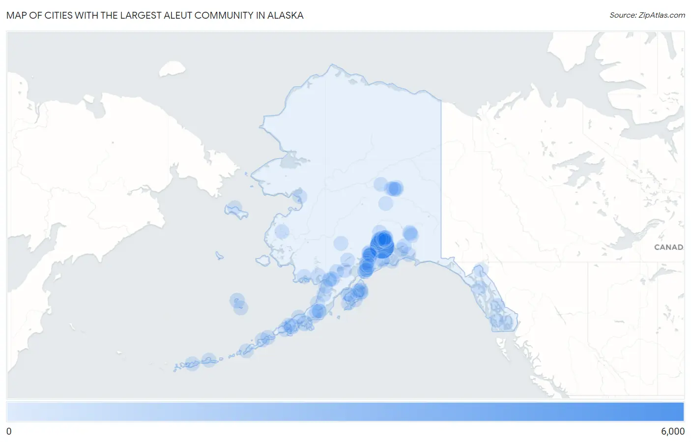 Cities with the Largest Aleut Community in Alaska Map