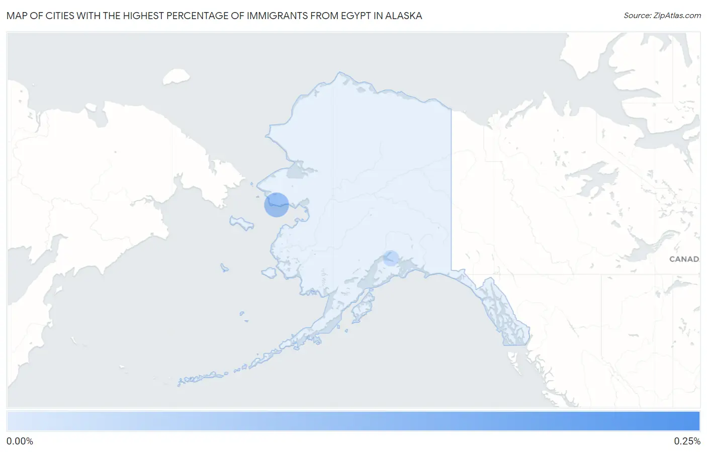 Cities with the Highest Percentage of Immigrants from Egypt in Alaska Map