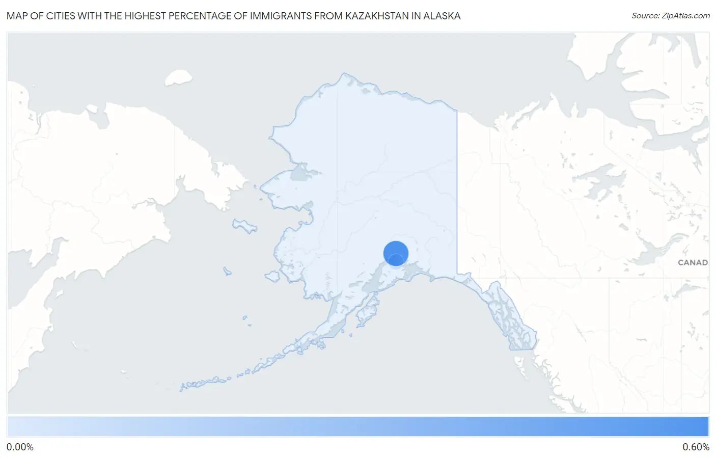 Cities with the Highest Percentage of Immigrants from Kazakhstan in Alaska Map