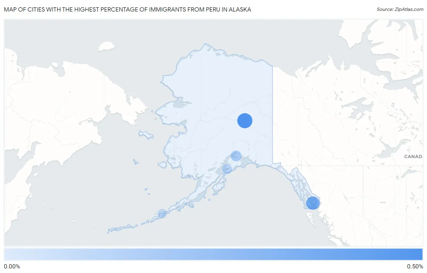 Cities with the Highest Percentage of Immigrants from Peru in Alaska Map