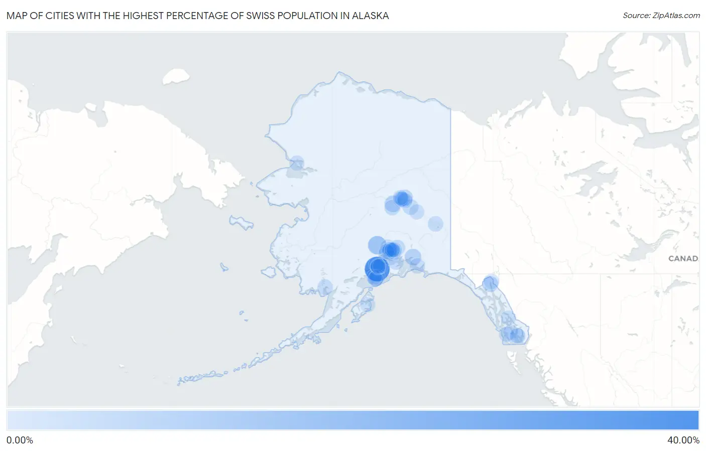 Cities with the Highest Percentage of Swiss Population in Alaska Map