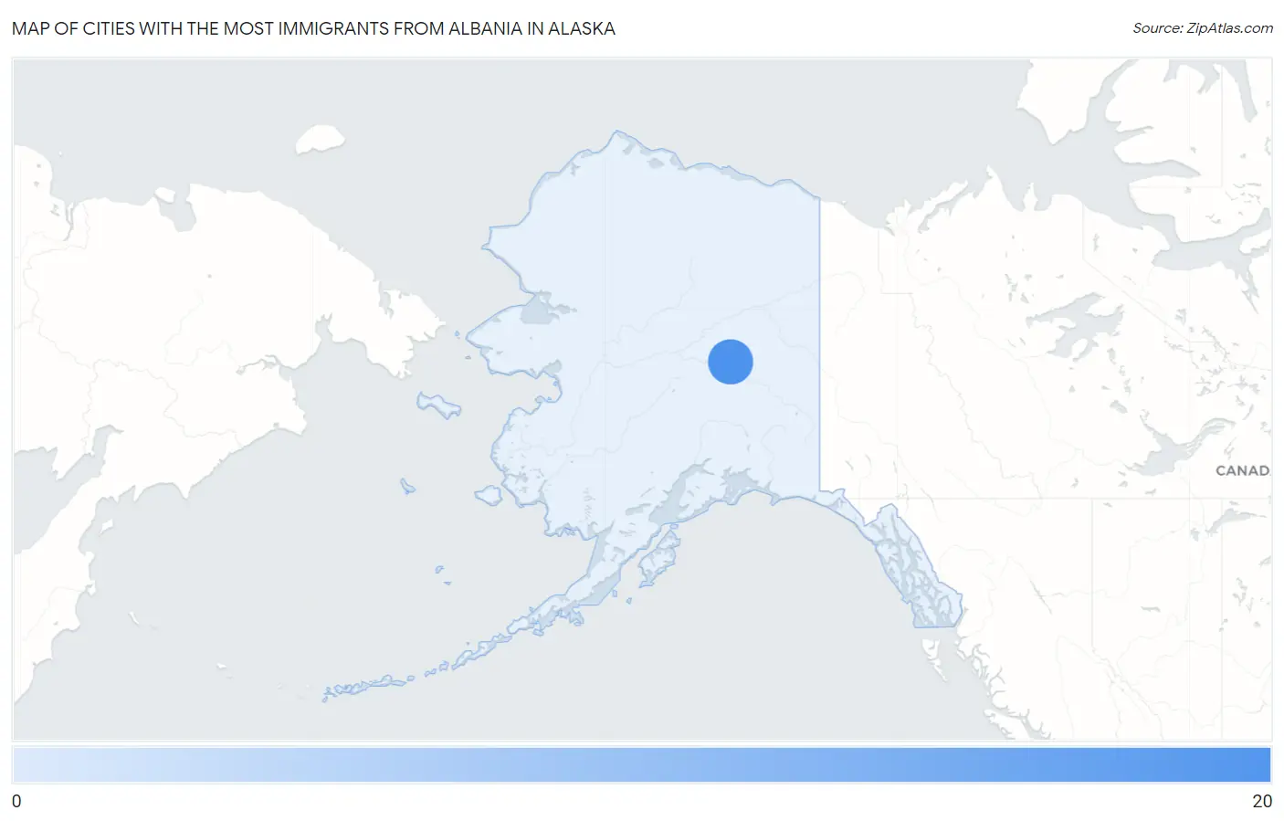 Cities with the Most Immigrants from Albania in Alaska Map