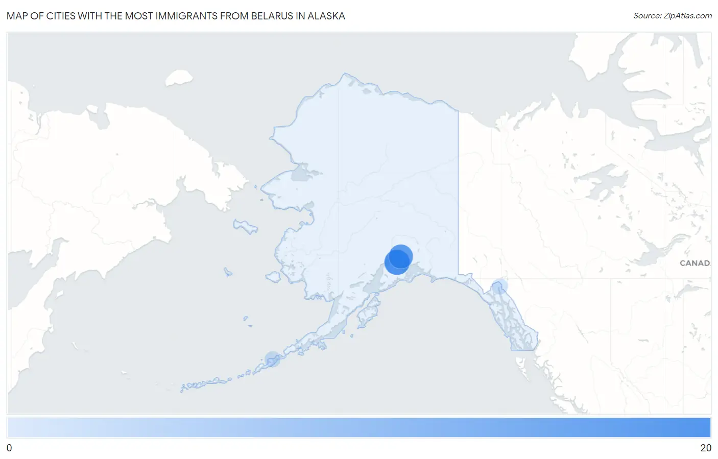 Cities with the Most Immigrants from Belarus in Alaska Map