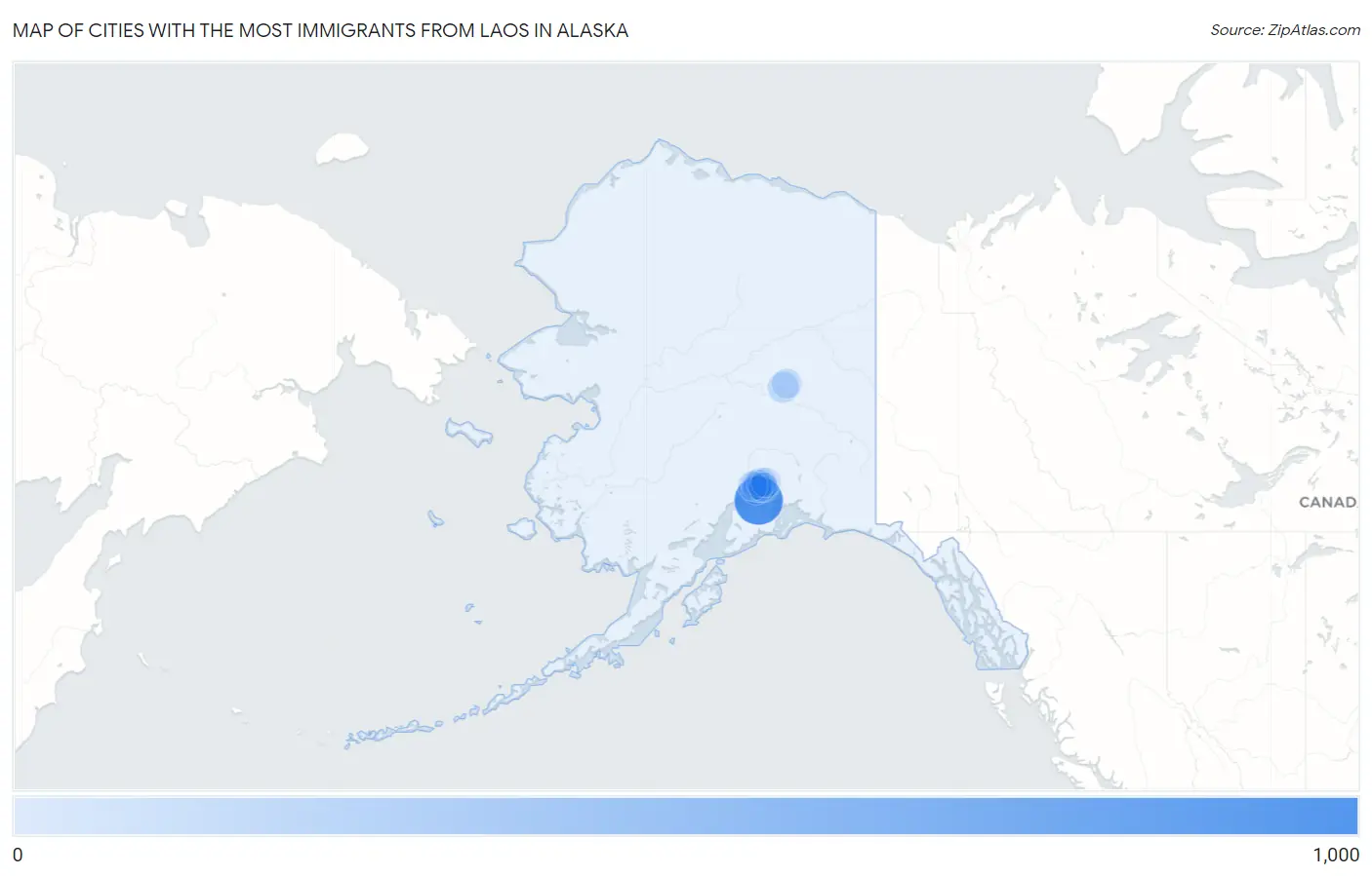 Cities with the Most Immigrants from Laos in Alaska Map