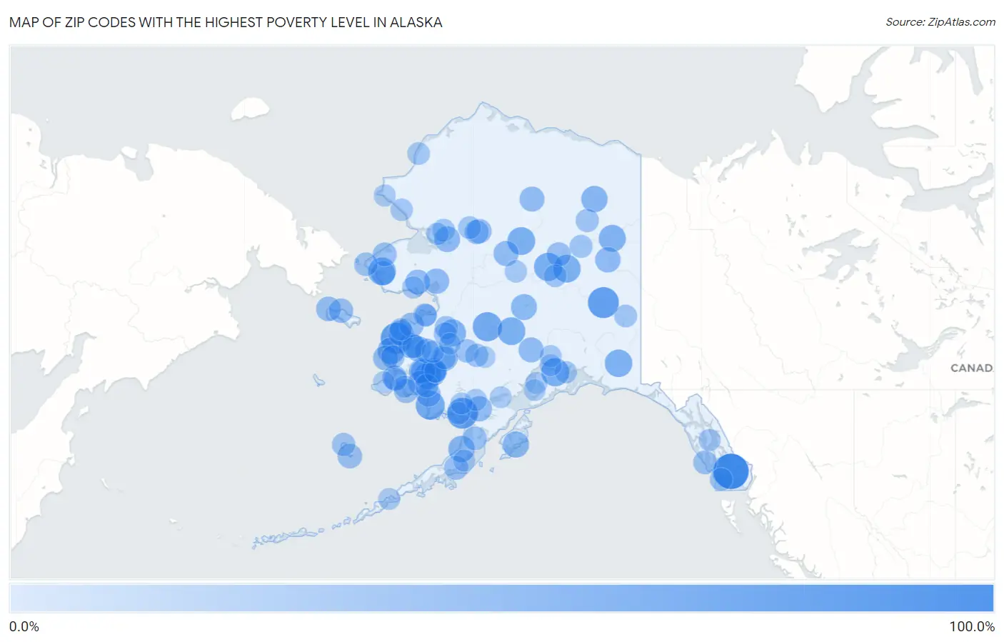 Zip Codes with the Highest Poverty Level in Alaska Map