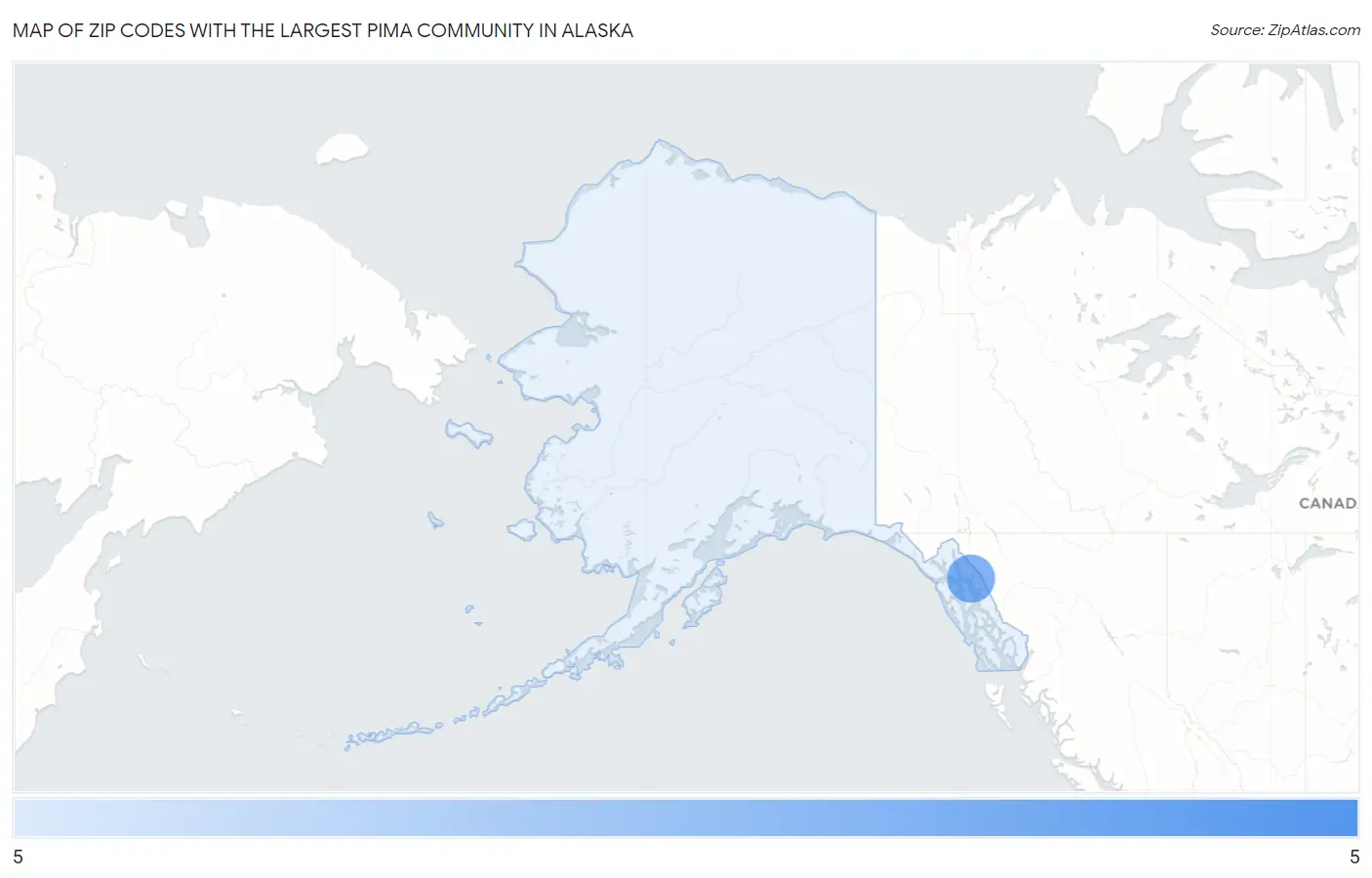 Zip Codes with the Largest Pima Community in Alaska Map