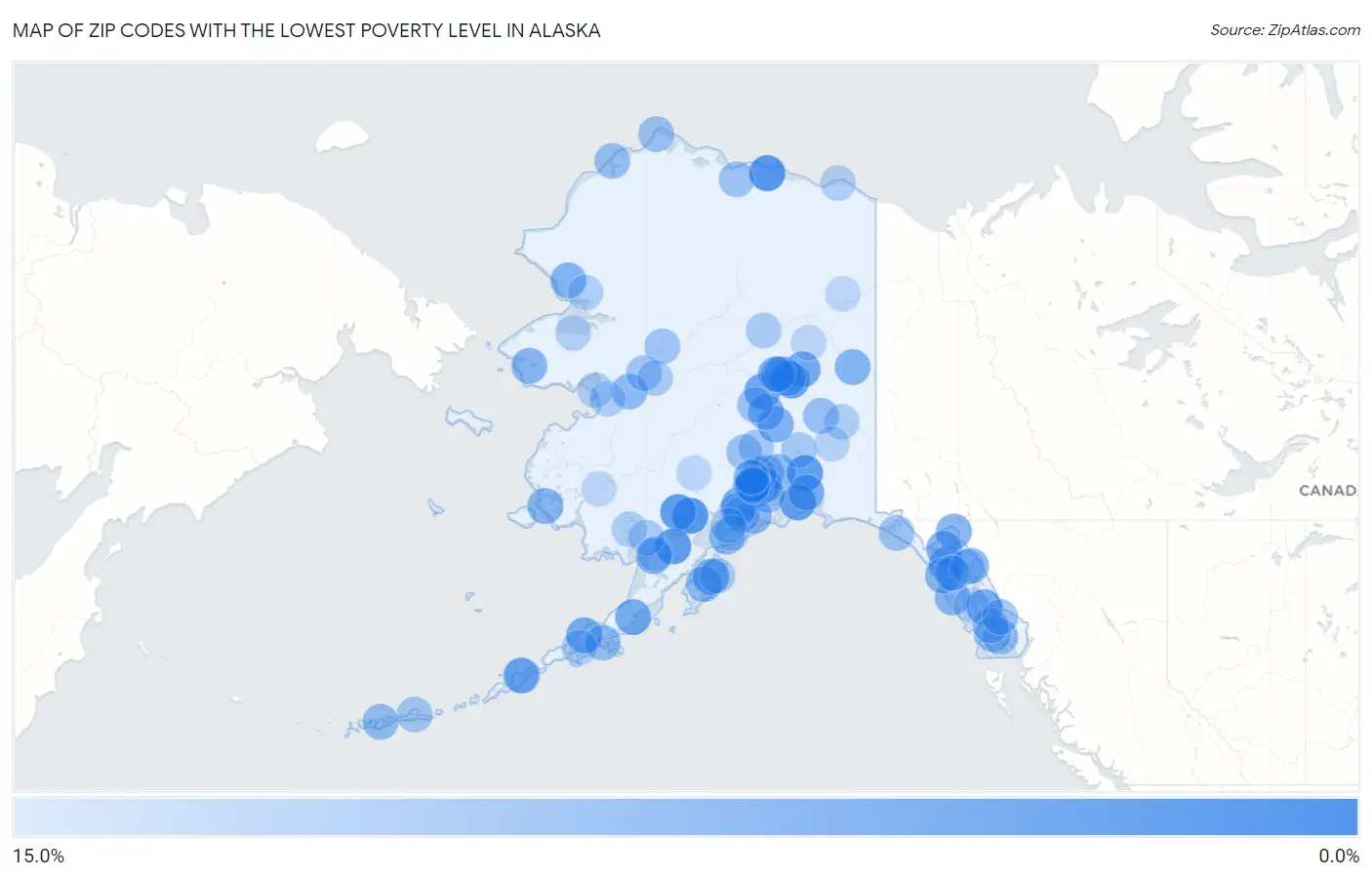 Zip Codes with the Lowest Poverty Level in Alaska Map