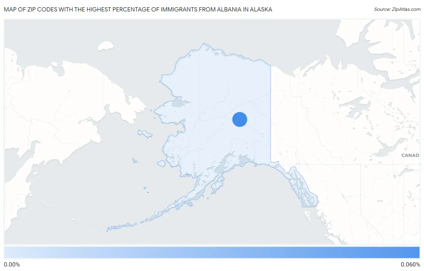Zip Codes with the Highest Percentage of Immigrants from Albania in Alaska Map
