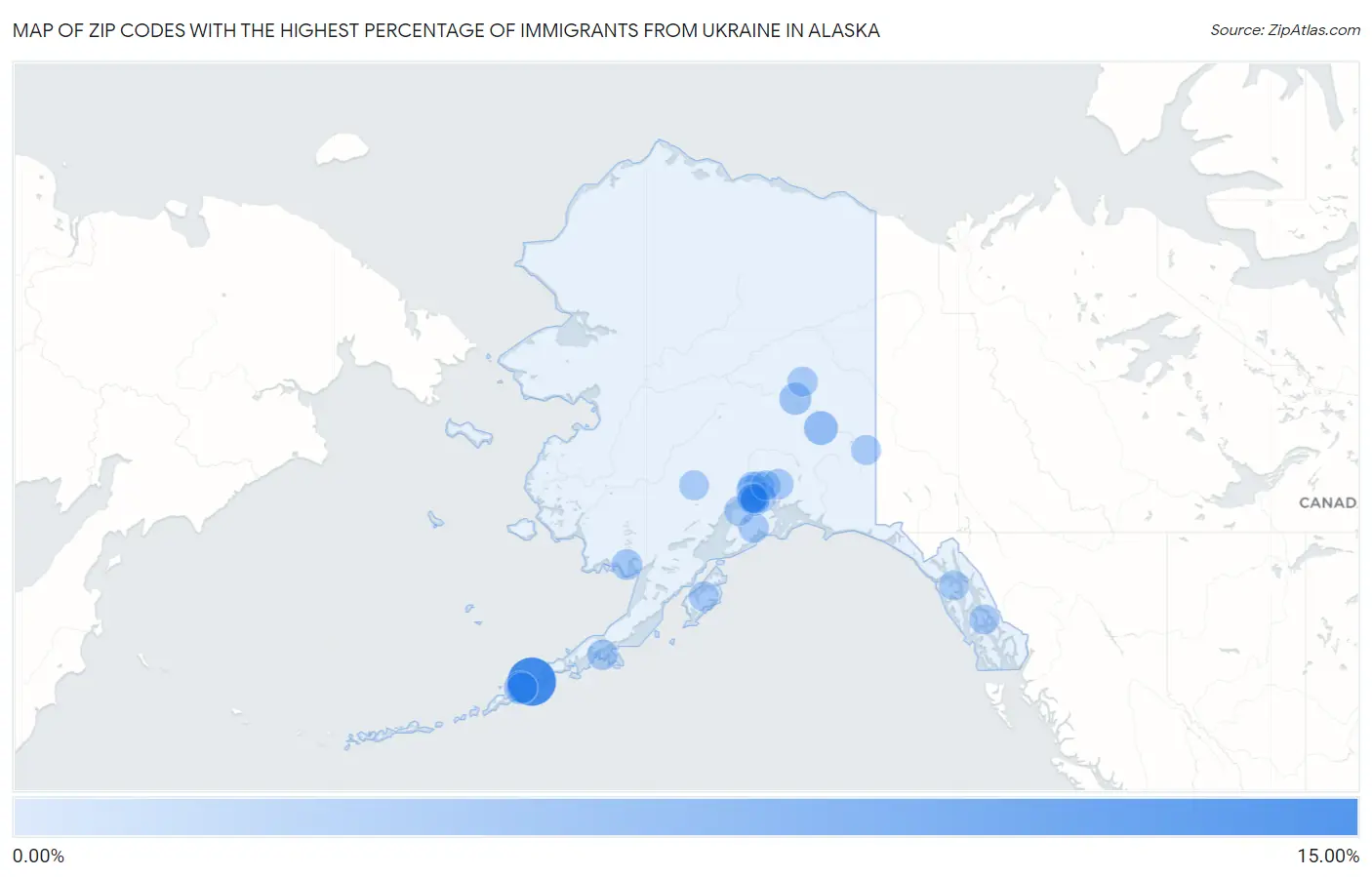 Zip Codes with the Highest Percentage of Immigrants from Ukraine in Alaska Map