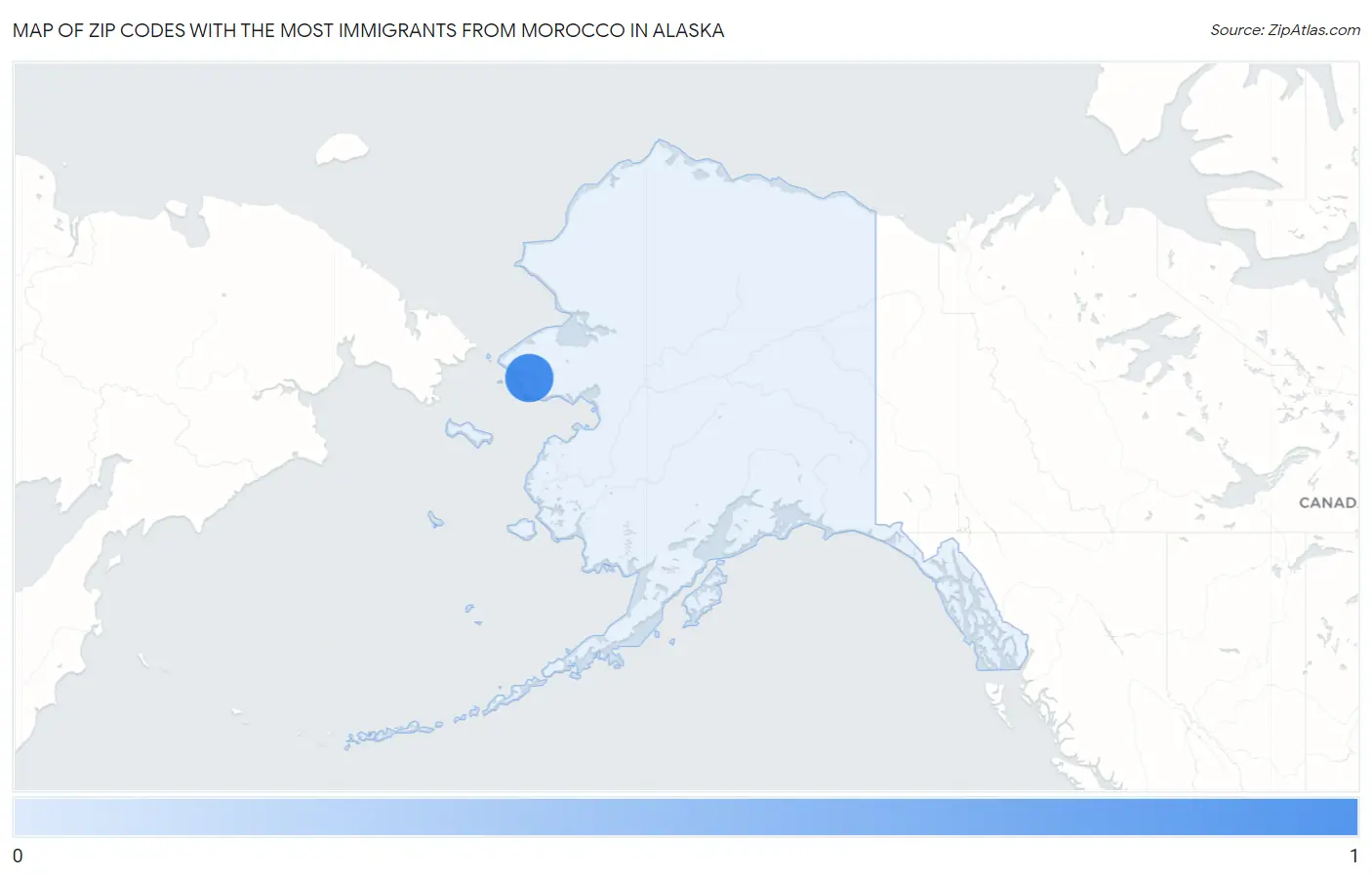 Zip Codes with the Most Immigrants from Morocco in Alaska Map