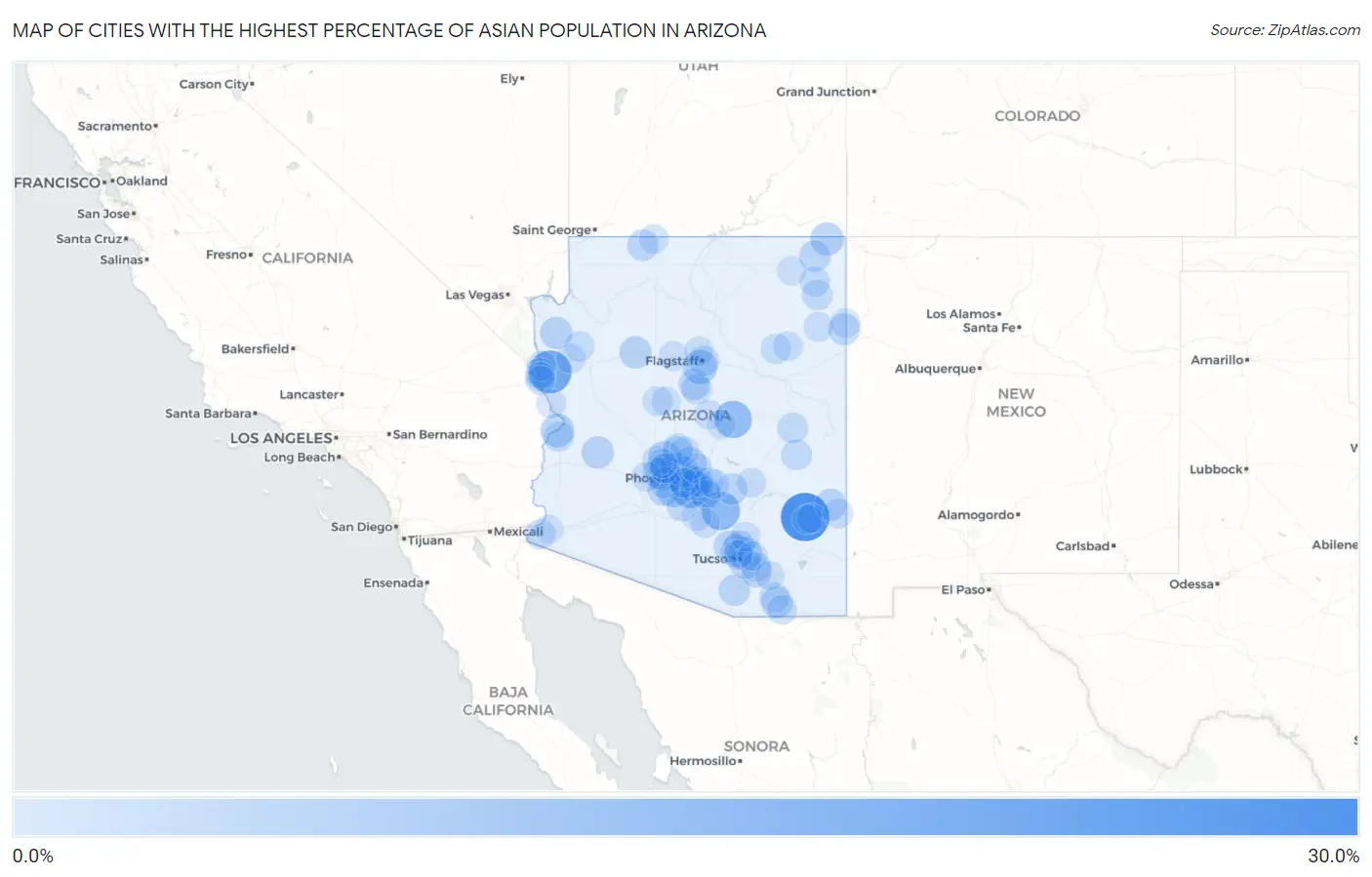Cities with the Highest Percentage of Asian Population in Arizona Map