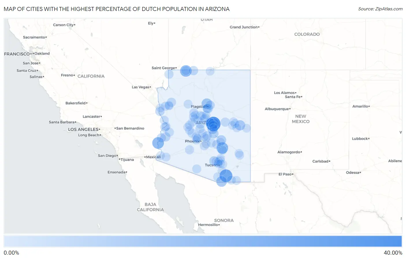 Cities with the Highest Percentage of Dutch Population in Arizona Map