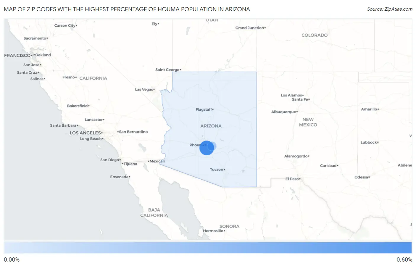 Zip Codes with the Highest Percentage of Houma Population in Arizona Map