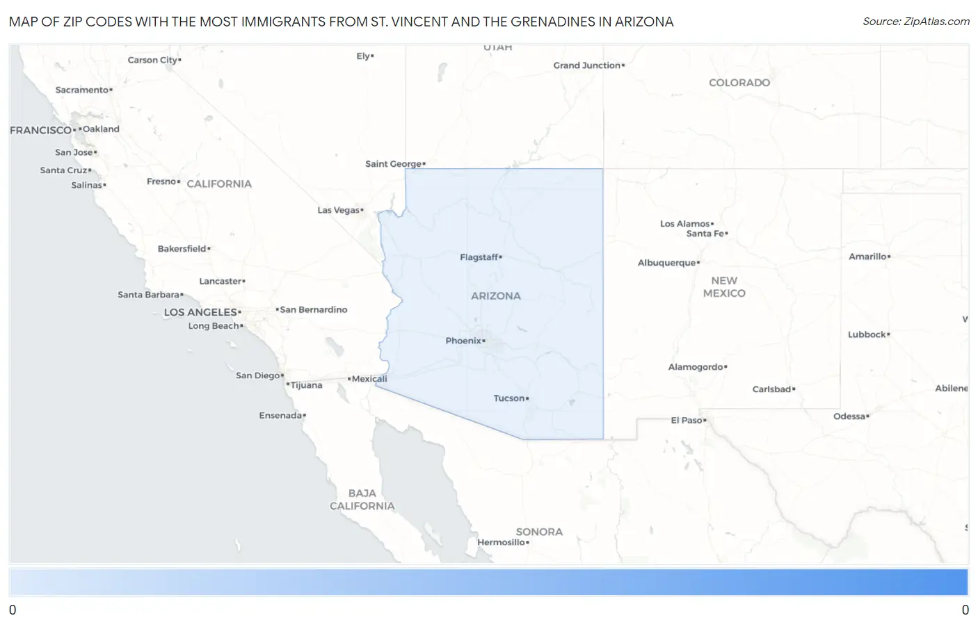 Zip Codes with the Most Immigrants from St. Vincent and the Grenadines in Arizona Map