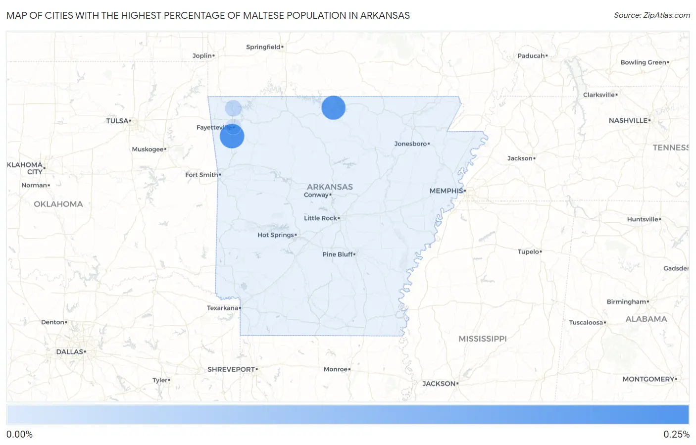 Cities with the Highest Percentage of Maltese Population in Arkansas Map