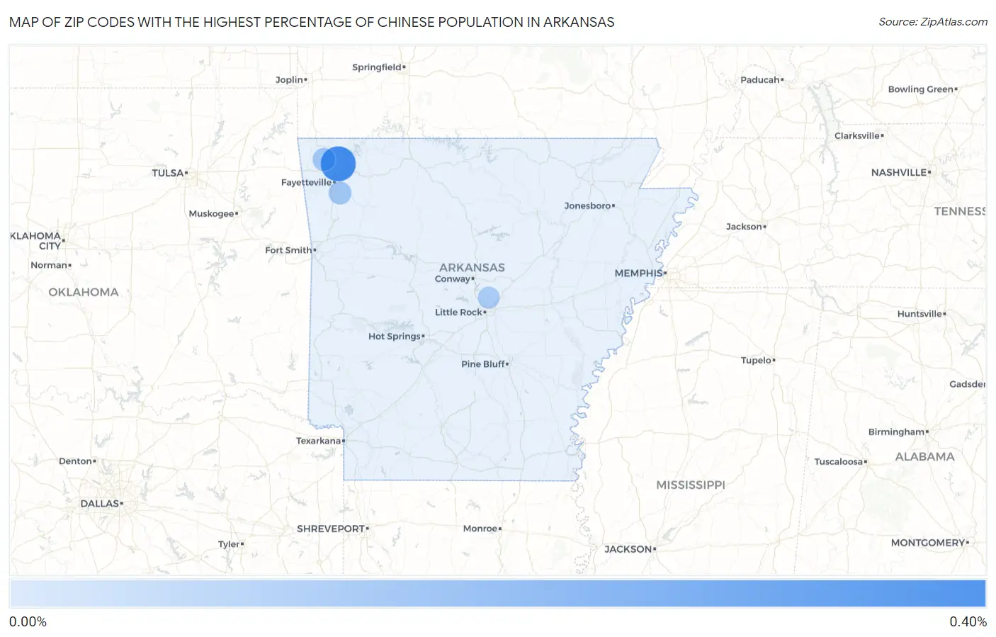 Zip Codes with the Highest Percentage of Chinese Population in Arkansas Map