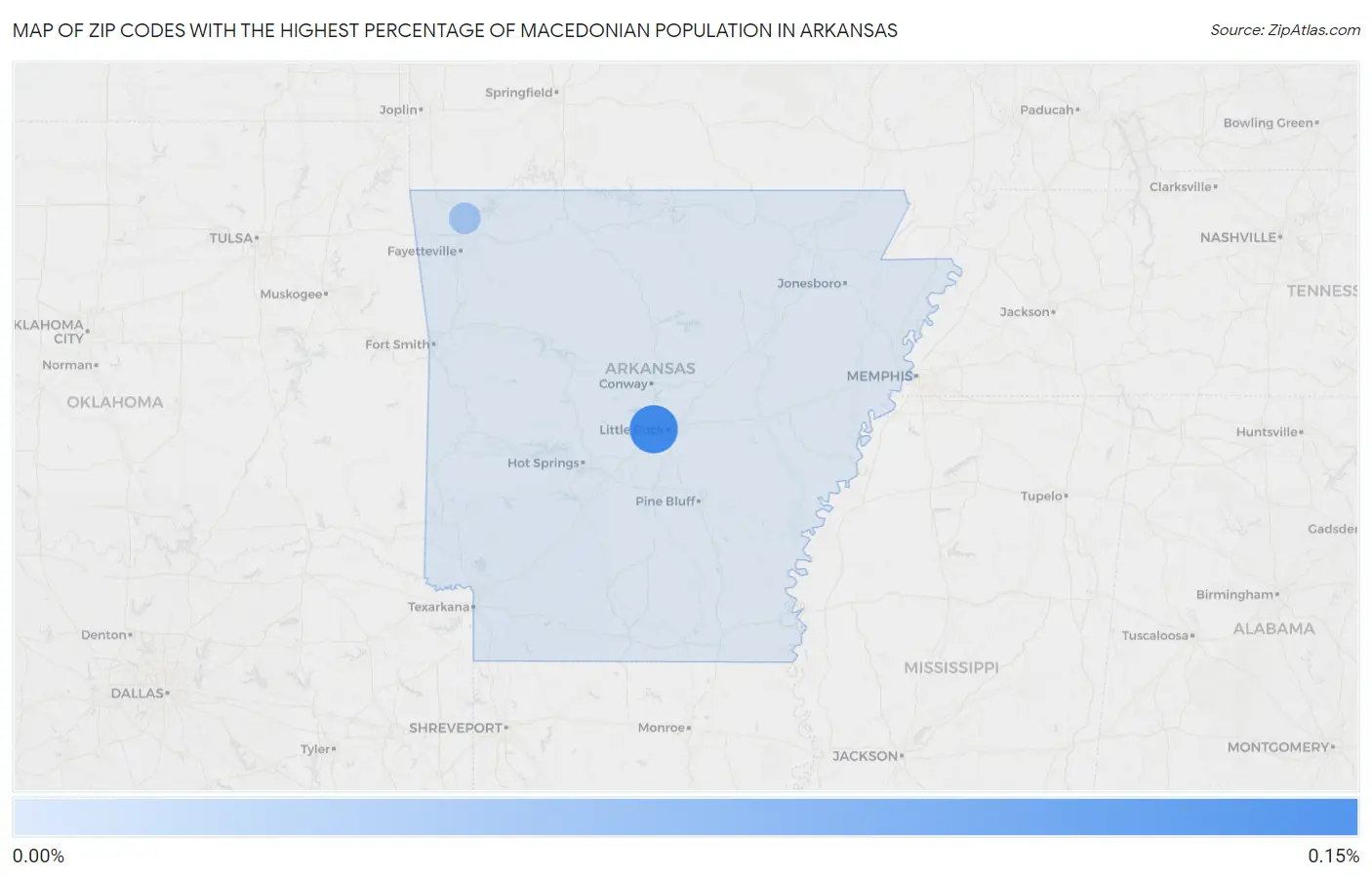 Zip Codes with the Highest Percentage of Macedonian Population in Arkansas Map