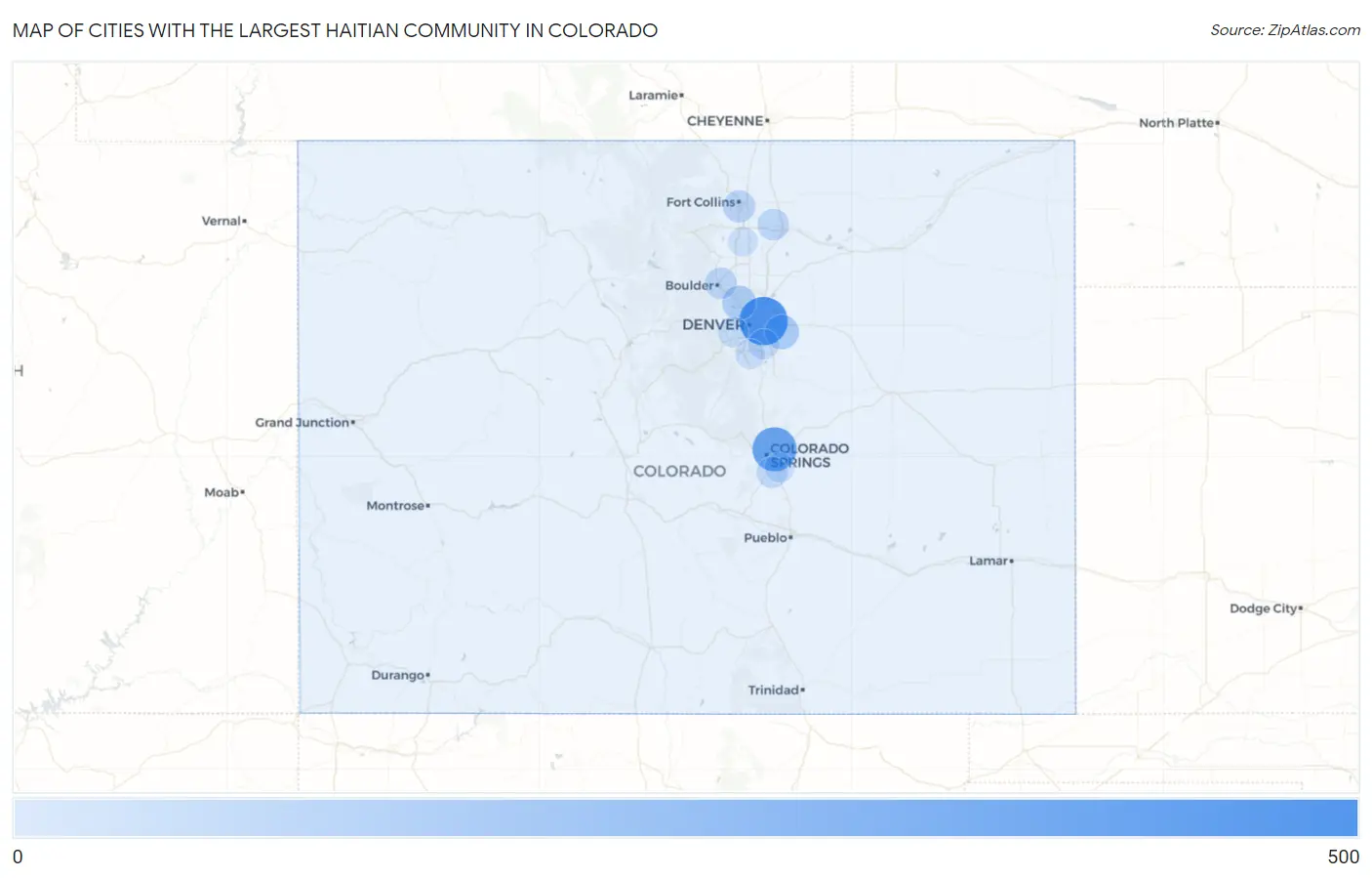 Cities with the Largest Haitian Community in Colorado Map