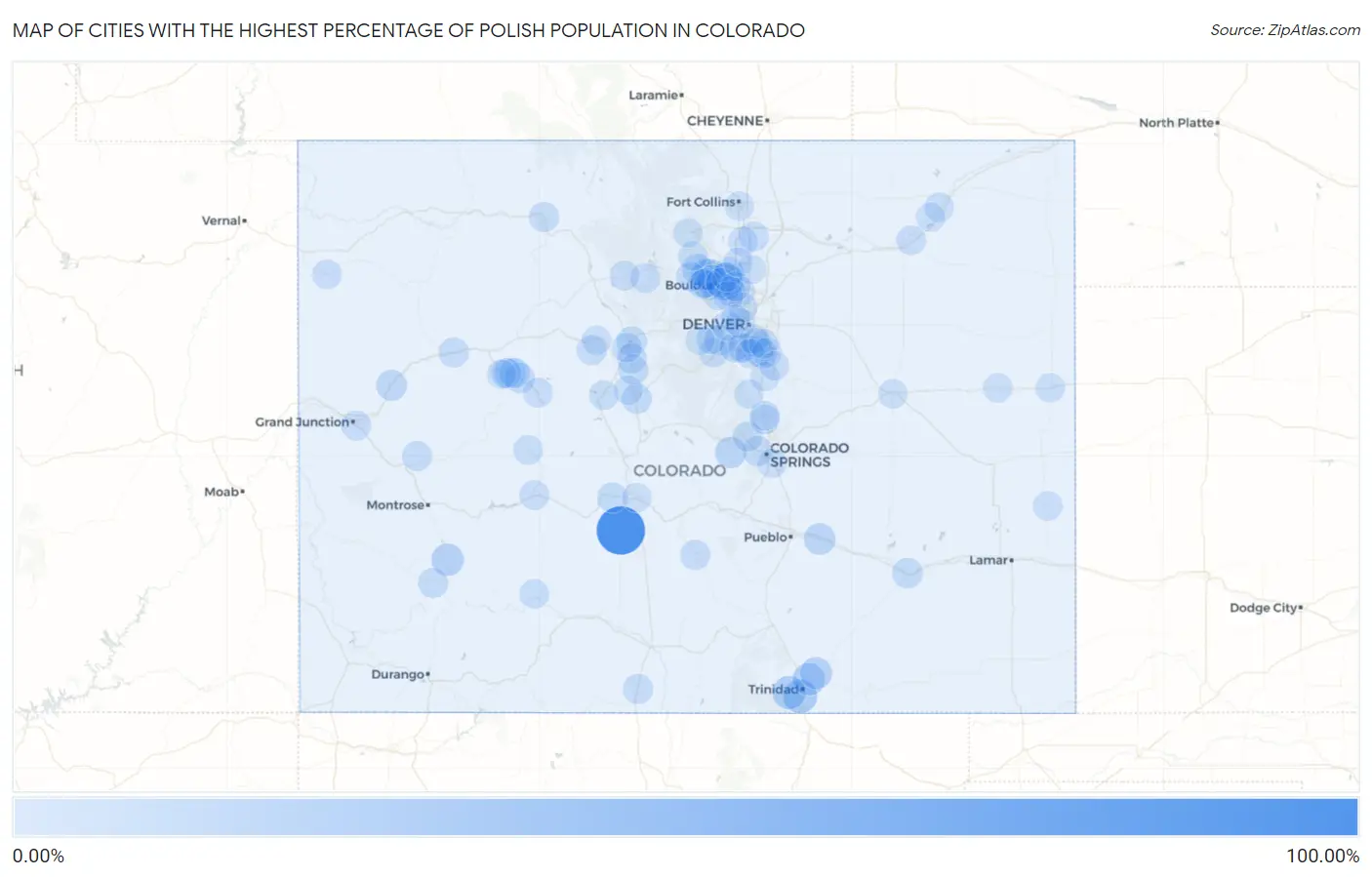 Cities with the Highest Percentage of Polish Population in Colorado Map