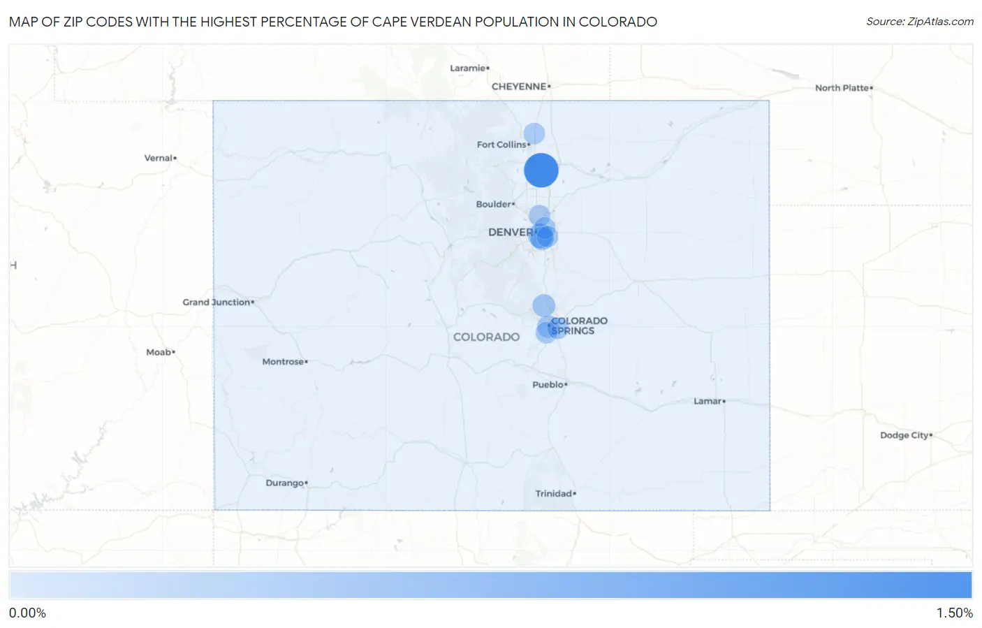 Zip Codes with the Highest Percentage of Cape Verdean Population in Colorado Map