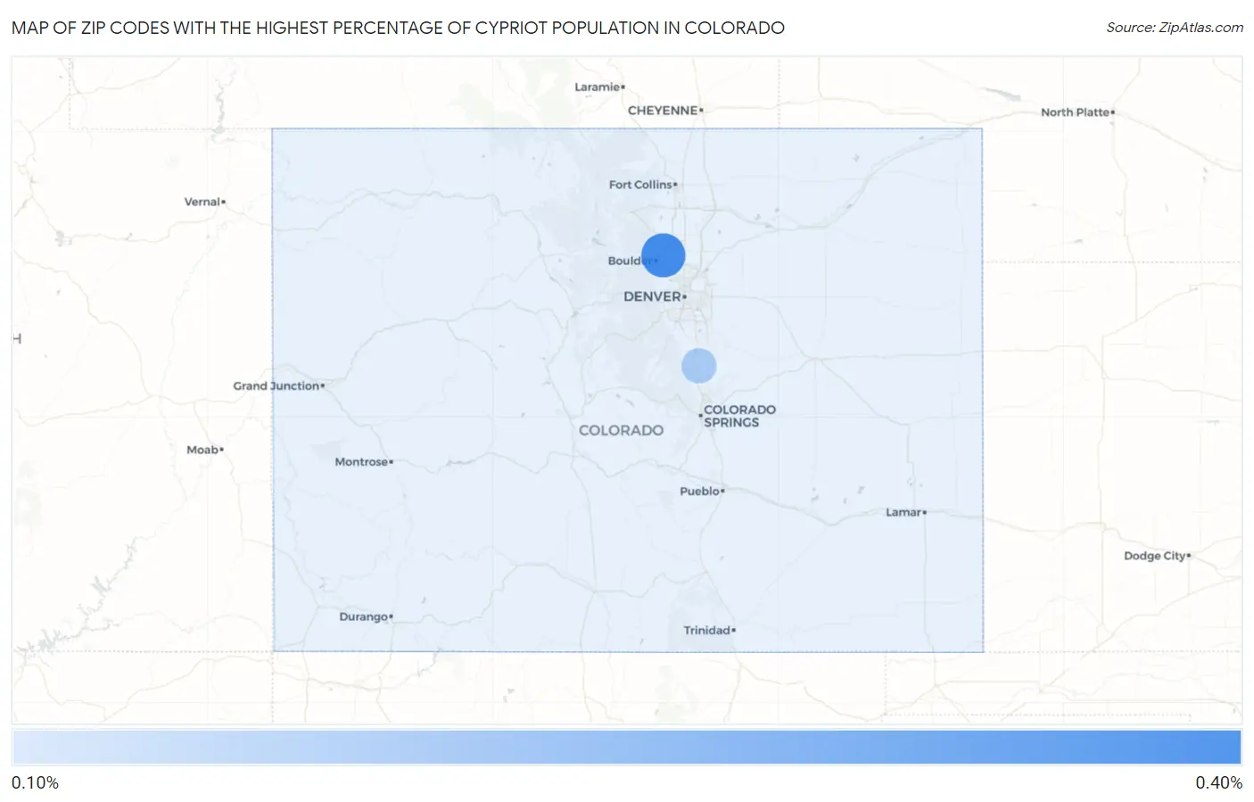 Zip Codes with the Highest Percentage of Cypriot Population in Colorado Map