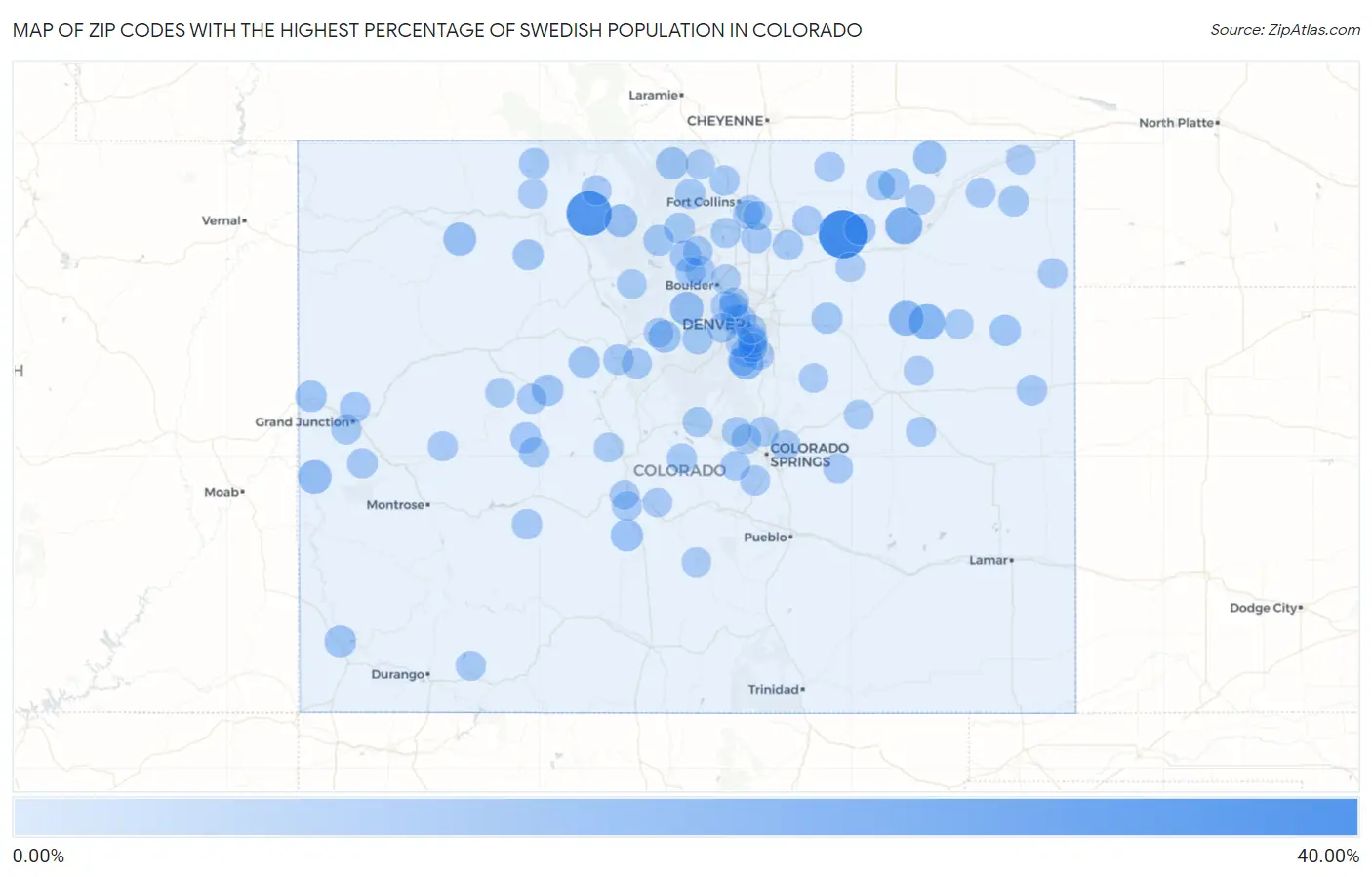 Zip Codes with the Highest Percentage of Swedish Population in Colorado Map
