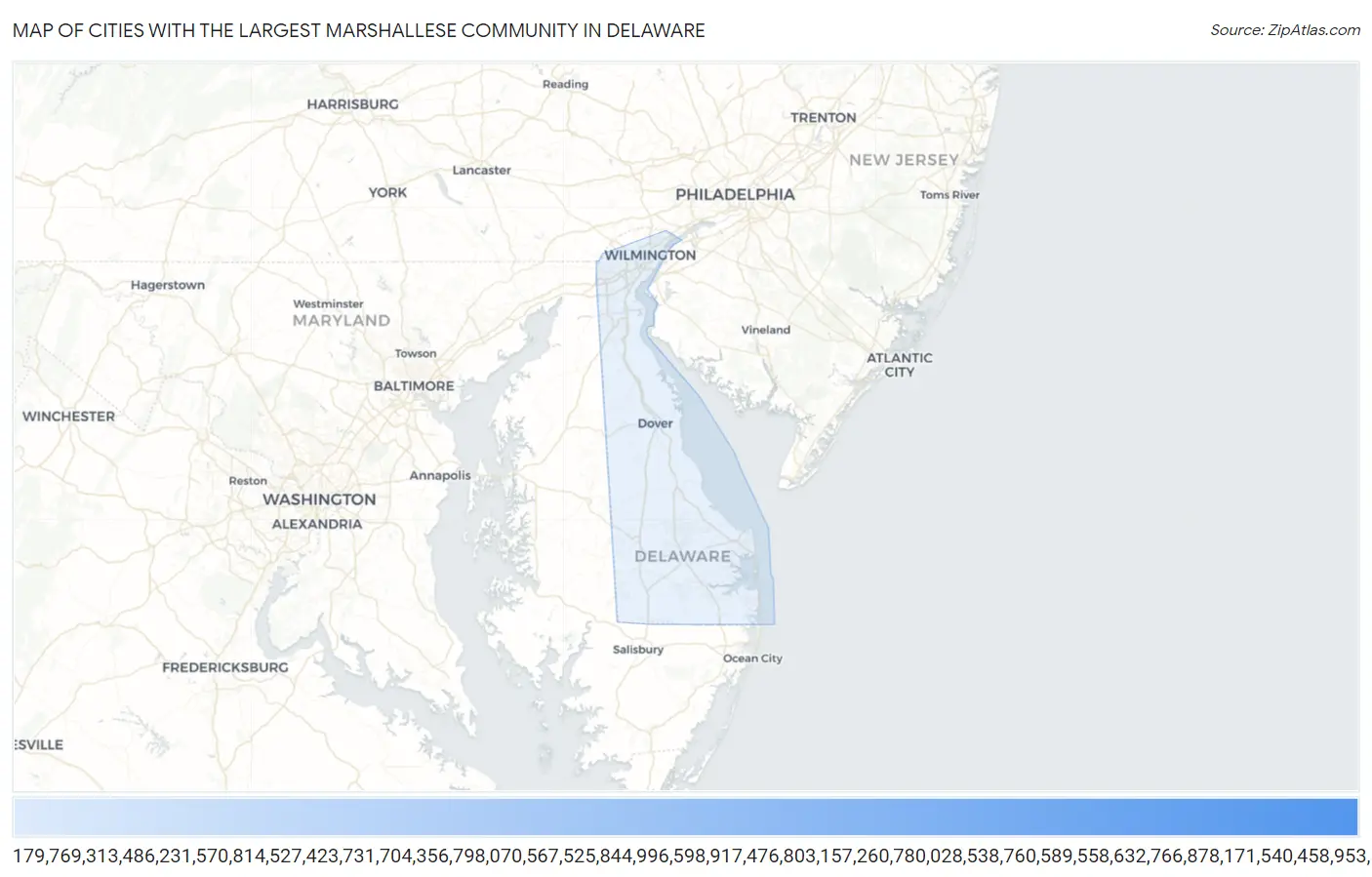 Cities with the Largest Marshallese Community in Delaware Map