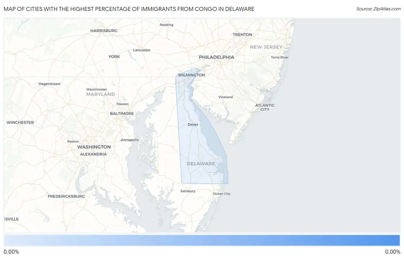 Cities with the Highest Percentage of Immigrants from Congo in Delaware Map