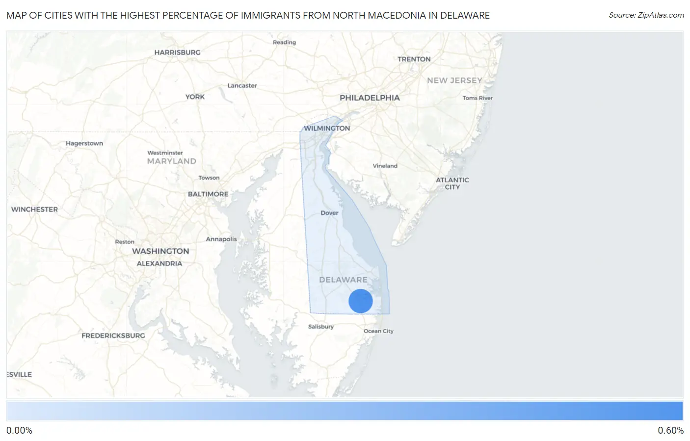 Cities with the Highest Percentage of Immigrants from North Macedonia in Delaware Map