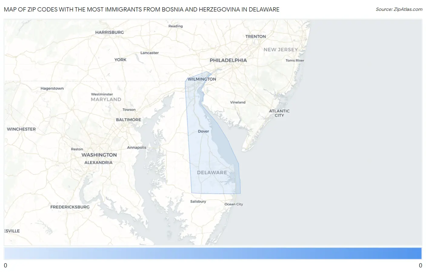 Zip Codes with the Most Immigrants from Bosnia and Herzegovina in Delaware Map