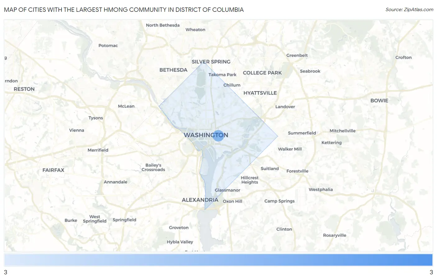 Cities with the Largest Hmong Community in District Of Columbia Map