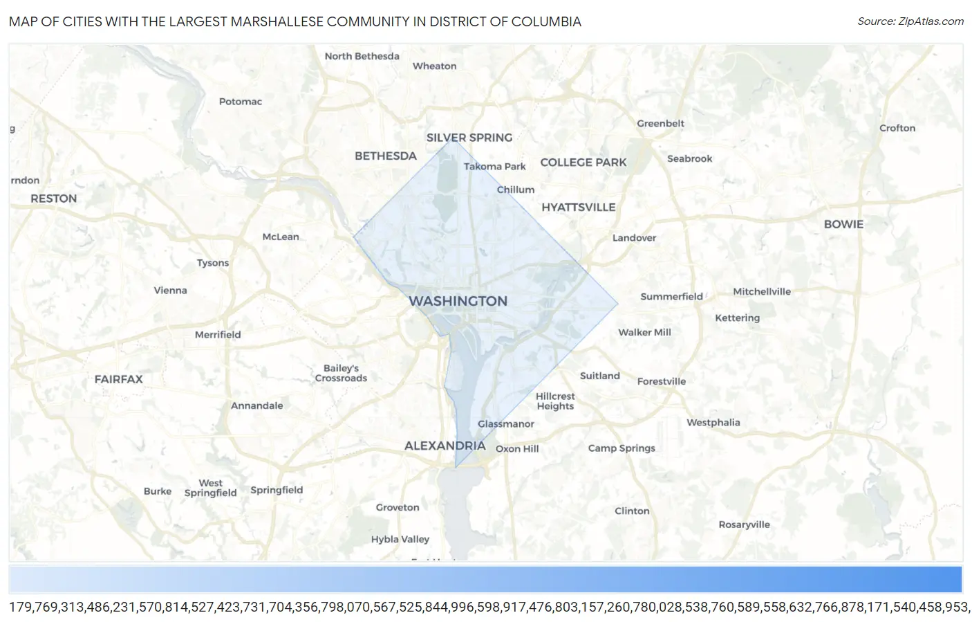 Cities with the Largest Marshallese Community in District Of Columbia Map