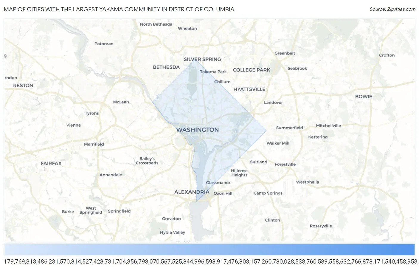 Cities with the Largest Yakama Community in District Of Columbia Map