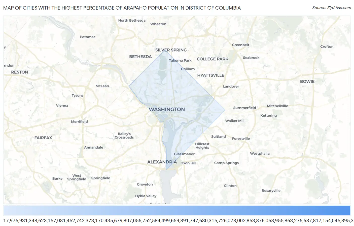 Cities with the Highest Percentage of Arapaho Population in District Of Columbia Map