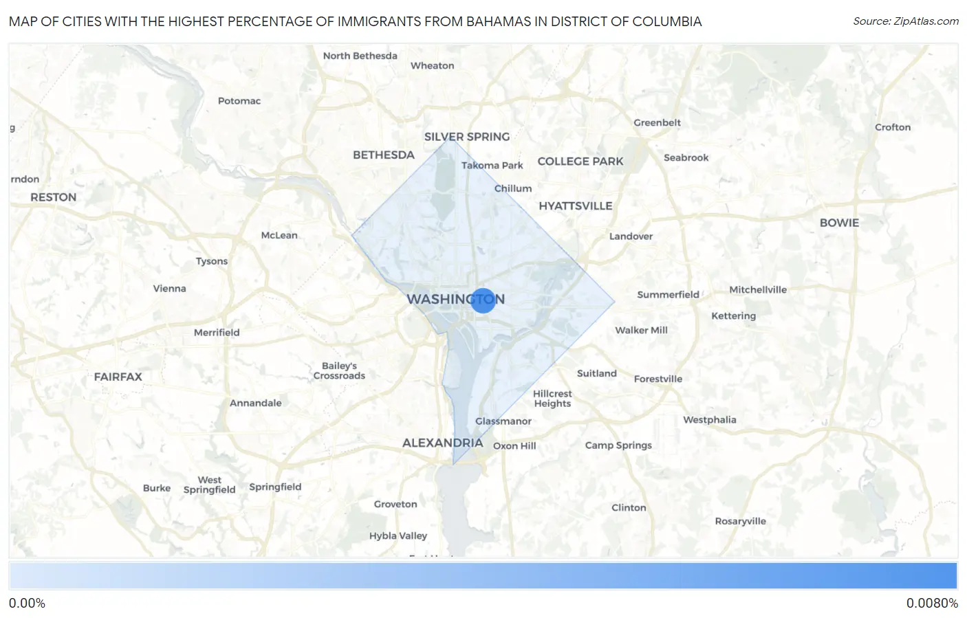 Cities with the Highest Percentage of Immigrants from Bahamas in District Of Columbia Map