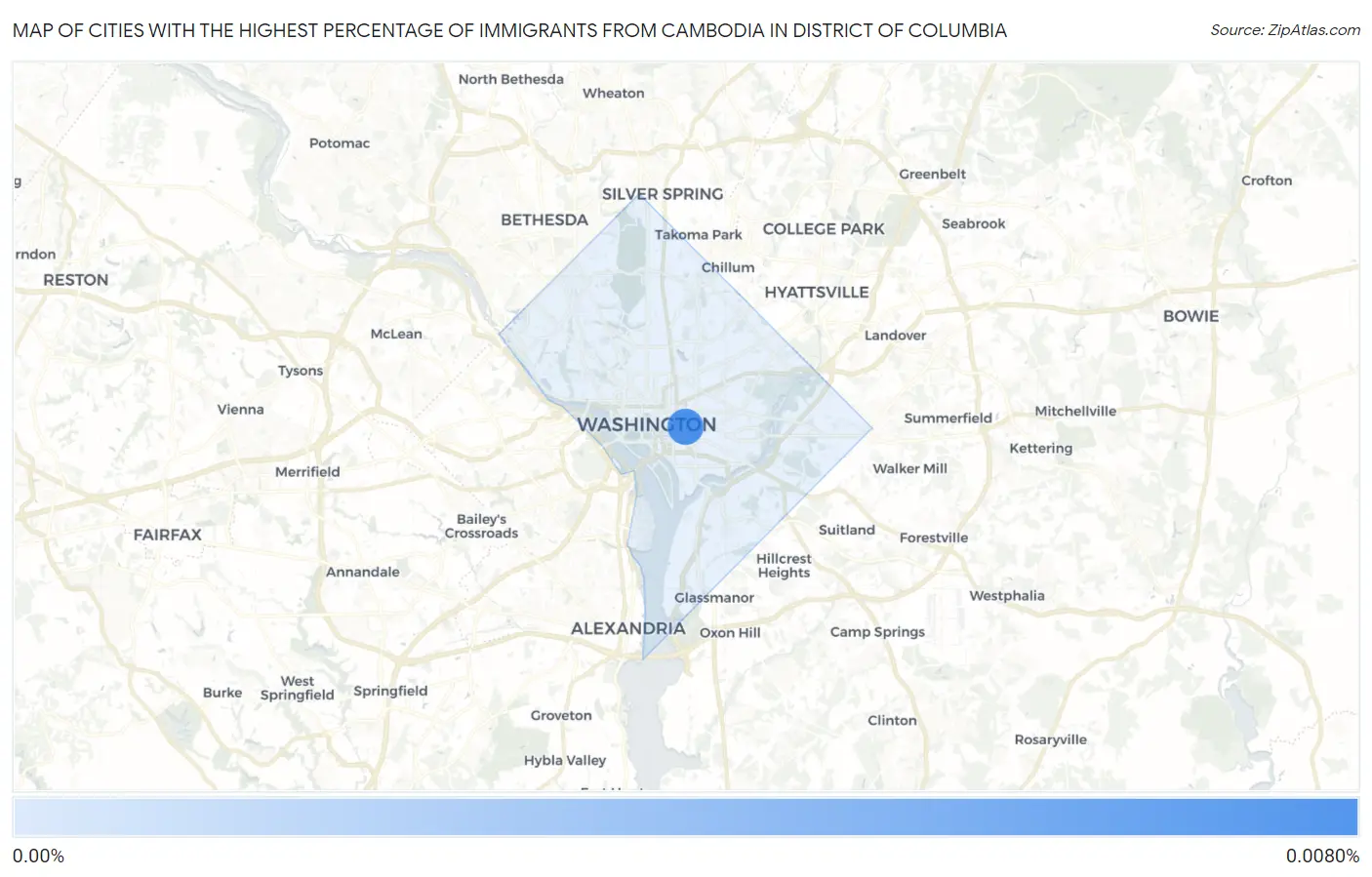 Cities with the Highest Percentage of Immigrants from Cambodia in District Of Columbia Map