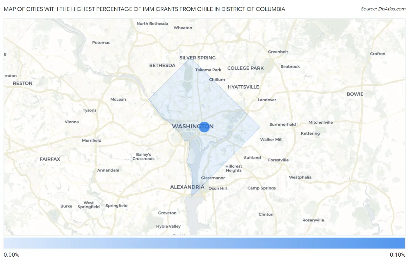 Cities with the Highest Percentage of Immigrants from Chile in District Of Columbia Map