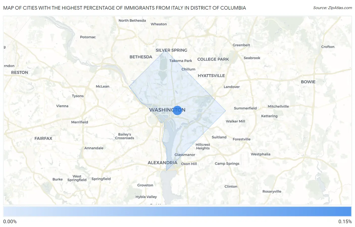 Cities with the Highest Percentage of Immigrants from Italy in District Of Columbia Map