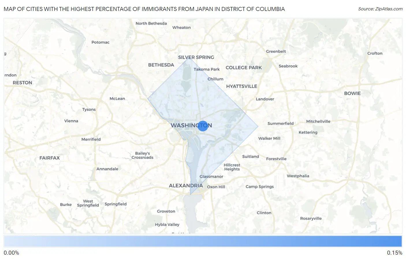 Cities with the Highest Percentage of Immigrants from Japan in District Of Columbia Map