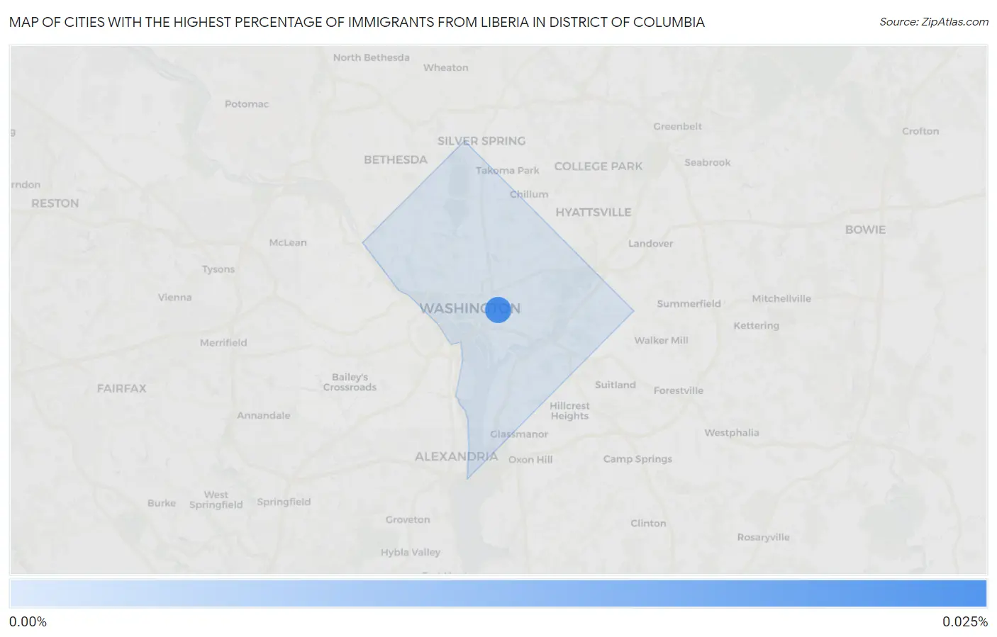 Cities with the Highest Percentage of Immigrants from Liberia in District Of Columbia Map