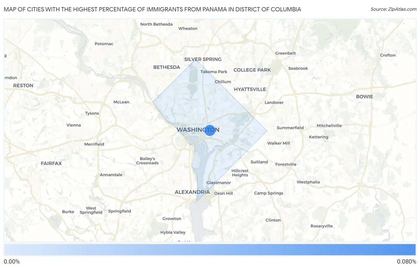 Cities with the Highest Percentage of Immigrants from Panama in District Of Columbia Map
