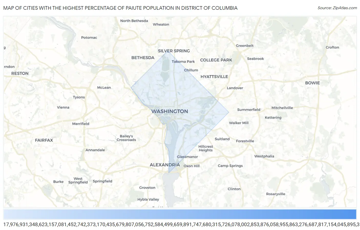 Cities with the Highest Percentage of Paiute Population in District Of Columbia Map