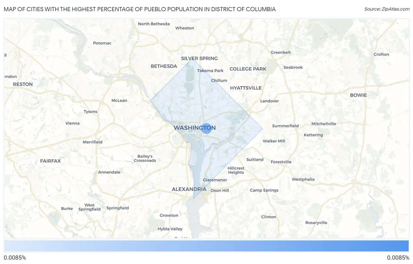 Cities with the Highest Percentage of Pueblo Population in District Of Columbia Map
