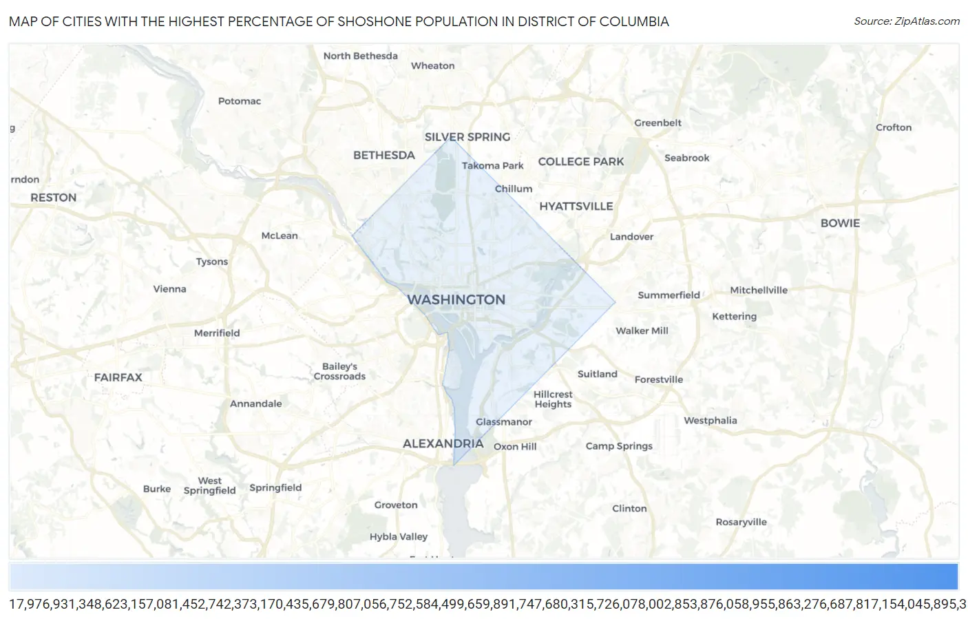 Cities with the Highest Percentage of Shoshone Population in District Of Columbia Map